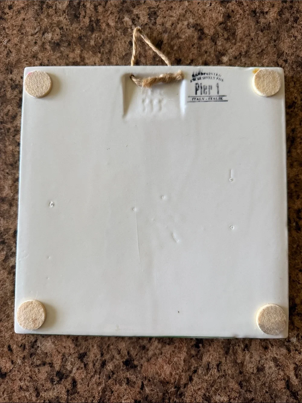 Pier 1 Leaf Trivet Tiles Set of 2 Italy Green White